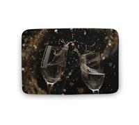 Vqqkasmn Bath Mat Coral Velvet Rug Non-Slip Washable Two Glasses of Champagne Printed Suitable for Bathrooms Dressing Tables Vacation Homes And Shower Rooms