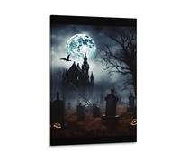 Vqqkasmn Canvas Wall Art Framed Wall Art Canvas Bedroom Pictures for Wall Gothic Happy Halloween Printed for Bedroom Office Home Decoration