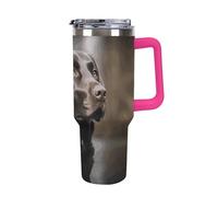 Vqqkasmn Car Cup with Handle 40 Oz 304 Stainless Steel Water Bottle Labrador Retriever Printed Large Capacity Metal Coldest Flask Travel Mug Insulated Tumblers Iced for Tea Coffee Gift