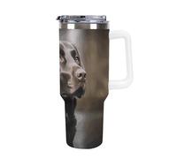 Vqqkasmn Car Cup with Handle 40 Oz 304 Stainless Steel Water Bottle Labrador Retriever Printed Large Capacity Metal Coldest Flask Travel Mug Insulated Tumblers Iced for Tea Coffee Gift