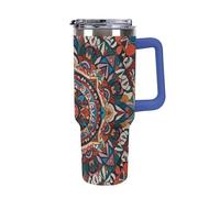 Vqqkasmn Car Cup with Handle 40 Oz 304 Stainless Steel Water Bottle Mandala Tapestry Printed Large Capacity Metal Coldest Flask Travel Mug Insulated Tumblers Iced for Tea Coffee Gift