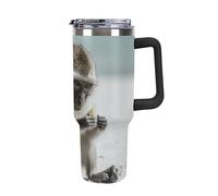Vqqkasmn Car Cup with Handle 40 Oz 304 Stainless Steel Water Bottle Monkey on The Ground Printed Large Capacity Metal Coldest Flask Travel Mug Insulated Tumblers Iced for Tea Coffee Gift
