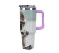 Vqqkasmn Car Cup with Handle 40 Oz 304 Stainless Steel Water Bottle Monkey on The Ground Printed Large Capacity Metal Coldest Flask Travel Mug Insulated Tumblers Iced for Tea Coffee Gift