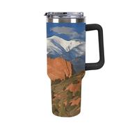Vqqkasmn Car Cup with Handle 40 Oz 304 Stainless Steel Water Bottle Pikes Peak Colorado Printed Large Capacity Metal Coldest Flask Travel Mug Insulated Tumblers Iced for Tea Coffee Gift