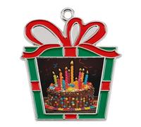 Vqqkasmn Christmas Charms Halloween Charms Happy Birthday Big Cake Printed for Xmas Tree Pendants Christmas Gifts