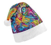 Vqqkasmn Christmas Hats Santa Hat Christmas Hats Adults Gorros De Navidad A Psychedelic Cat Printed for Xmas Office Party
