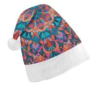 Vqqkasmn Christmas Hats Santa Hat Christmas Hats Adults Gorros De Navidad Bohemian Psychedelic Peacock Mandala Printed for Xmas Office Party