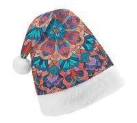 Vqqkasmn Christmas Hats Santa Hat Christmas Hats Adults Gorros De Navidad Bohemian Psychedelic Peacock Mandala Printed for Xmas Office Party