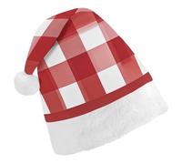 Vqqkasmn Christmas Hats Santa Hat Christmas Hats Adults Gorros De Navidad Red Checkered White Squares Printed for Xmas Office Party