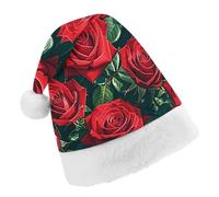 Vqqkasmn Christmas Hats Santa Hat Christmas Hats Adults Gorros De Navidad Red Rose Romantic Printed for Xmas Office Party