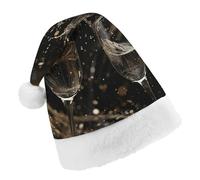 Vqqkasmn Christmas Hats Santa Hat Christmas Hats Adults Gorros De Navidad Two Glasses of Champagne Printed for Xmas Office Party