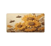 Vqqkasmn Desk Mat Mouse Mat Gaming Mouse Pad Large Bees And Sunflowers on Old Paper Printed for Computers Laptop Office Home