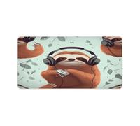 Vqqkasmn Desk Mat Mouse Mat Gaming Mouse Pad Large Funny Cute Animal Sloth Music Printed for Computers Laptop Office Home