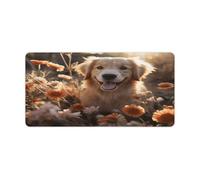 Vqqkasmn Desk Mat Mouse Mat Gaming Mouse Pad Large Golden Retriever And Flowers Printed for Computers Laptop Office Home