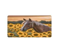 Vqqkasmn Desk Mat Mouse Mat Gaming Mouse Pad Large Yellow Sunflower Horse Printed for Computers Laptop Office Home