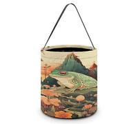 Vqqkasmn Halloween Candy Handbag Trick Or Treat Bags Kids Party Gift Bag with Handles Frog on Mountain Printed for Festive Home Decor