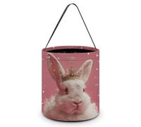 Vqqkasmn Halloween Candy Handbag Trick Or Treat Bags Kids Party Gift Bag with Handles Rabbit Wearing A Crown Printed for Festive Home Decor