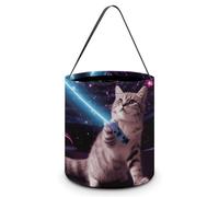 Vqqkasmn Halloween Candy Handbag Trick Or Treat Bags Kids Party Gift Bag with Handles Space Laser Cat Novelty Cute Funny Printed for Festive Home Decor