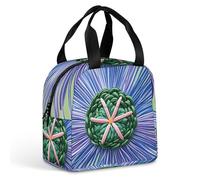 Vqqkasmn Lunch Bag Insulated Meal Bag Modern Silk Threads Cloverleaf Filigree Printed for Women Men Work Picnic Cool Tote Box