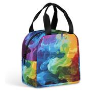 Vqqkasmn Lunch Bag Insulated Meal Bag Rainbow Smoke Printed for Women Men Work Picnic Cool Tote Box