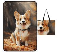 Vqqkasmn Picnic Blanket Waterproof Foldable Zipper Style Picnic Mat Washable Beach Mat Corgi Dog Printed for Garden Hiking Camping