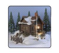 Vqqkasmn Picnic Blanket Waterproof Foldable Zipper Style Picnic Mat Washable Beach Mat Wooden Rustic Log Cottage Scenery Printed for Garden Hiking Camping