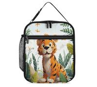 Vqqkasmn Portable Insulated Lunch Bag Insulated Cool Tote Cartoon Tiger Printed with Side Mesh Pocket Water Resistant Leakproof Soft Cooler Bag Durable for Men Women for Work Picnic Outdoor