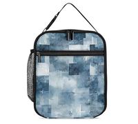 Vqqkasmn Portable Insulated Lunch Bag Insulated Cool Tote Indigo and Matt Gray Printed with Side Mesh Pocket Water Resistant Leakproof Soft Cooler Bag Durable for Men Women for Work Picnic Outdoor