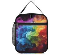 Vqqkasmn Portable Insulated Lunch Bag Insulated Cool Tote Rainbow Smoke Printed with Side Mesh Pocket Water Resistant Leakproof Soft Cooler Bag Durable for Men Women for Work Picnic Outdoor
