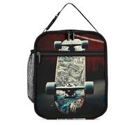 Vqqkasmn Portable Insulated Lunch Bag Insulated Cool Tote Skate Boards Printed with Side Mesh Pocket Water Resistant Leakproof Soft Cooler Bag Durable for Men Women for Work Picnic Outdoor