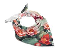 Vqqkasmn Square Satin Kerchief Hair Scarves Silk Like Curly Headscarves Tie Sleeping Scarves Silk Accessories Cactus Flamingo Rose Flowers Printed Classic Neckerchief Gift