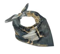 Vqqkasmn Square Satin Kerchief Hair Scarves Silk Like Curly Headscarves Tie Sleeping Scarves Silk Accessories Blonde Girl with Big Eyes Printed Classic Neckerchief Gift