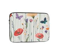 VQUVQV 13 Inch Laptop Sleeve Colorful Flowers And Butterflies Portable Laptop Case, Slim Lightweight Computer Sleeve Bag Briefcase Carrying Bag