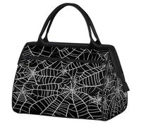 VQUVQV Black Cobweb Travel Duffel Bag, Lightweight Carry On Weekend Overnight Bags Hand Luggage Tote Bags for Women Men Kids