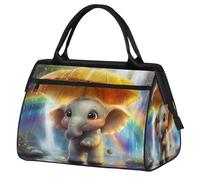 VQUVQV Cartoon Elephant Under The Rainbow Travel Duffel Bag, Lightweight Carry On Weekend Overnight Bags Hand Luggage Tote Bags for Women Men Kids