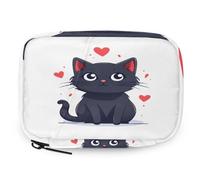 VQUVQV Cute Black Cat Love Heart Weekly Travel Pill Organiser Pill Case Box