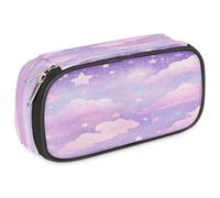 VQUVQV Cute Pastel Cloud Star Pattern Pencil Case, Large Capacity 23.7x12x6.5cm Pen Organiser with Pen Holder & Mesh Pocket, Stationery Pouch for Office Supplies