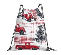 VQUVQV Drawstring Bag Vintage Red Truck And Tree Waterproof Drawstring Gym Backpack Swimming Bag for Sport Beach Pool School, 36x42cm