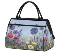 VQUVQV Duffel Bags for Traveling, Bee Wildflowers Country Pattern Waterproof Sports Gym Bag, Travel Duffel Holdall Bag Carry on Overnight Weekend for Men Women