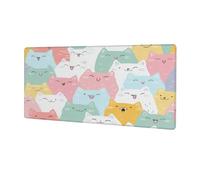 VQUVQV Extended Mouse Mat, Colorful Hand Painted Cat Non-Slip Base Gaming Mousepad for Home Office Game, Large Desk Mat for Keyboard and Mouse