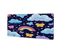 VQUVQV Extended Mouse Mat, Cute Clouds Star Rainbow Non-Slip Base Gaming Mousepad for Home Office Game, Large Desk Mat for Keyboard and Mouse