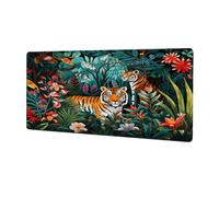 VQUVQV Extended Mouse Mat, Jungle Cartoon Tiger Non-Slip Base Gaming Mousepad for Home Office Game, Large Desk Mat for Keyboard and Mouse