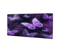 VQUVQV Extended Mouse Mat, Neon Purple Butterfly Palm Pattern Non-Slip Base Gaming Mousepad for Home Office Game, Large Desk Mat for Keyboard and Mouse