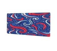 VQUVQV Extended Mouse Mat, White And Blue Star Stripes Non-Slip Base Gaming Mousepad for Home Office Game, Large Desk Mat for Keyboard and Mouse