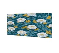 VQUVQV Extended Mouse Mat, White Peony Flowers Non-Slip Base Gaming Mousepad for Home Office Game, Large Desk Mat for Keyboard and Mouse