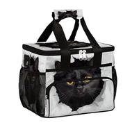 VQUVQV Insulated Lunch Bag for Women Men, Black Cat On The Wall Large Cool Bag, Reusable Leakproof Lunch Tote with Adjustable Shoulder Strap for Work Picnic Beach