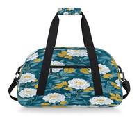 VQUVQV Kids Gym Bag for Girls Boys, Sports Duffel Bag with Detachable Shoulder Strap, White Peony Flowers Weekend Travel Bags for School, Fitness, Workout