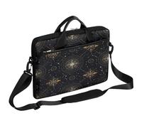 VQUVQV Laptop Bags 15 inch, Laptop Shoulder Bag Carrying Case with Strap, Black Gold Astrology Compass Computer Messenger Bag Briefcase for Business, School, Travel