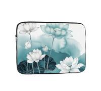 VQUVQV Laptop Sleeve Case, Blue Green Ink Lotus Flowers Portable Computer Carrying Bag Soft Lining Padded Zipper Laptop Cover for Women Men