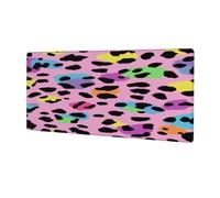 VQUVQV Large Gaming Mouse Mat, Pink And Colorful Leopard Print Non-Slip Rubber Keyboard Mouse Pad, Desk Pad for Work Office Home